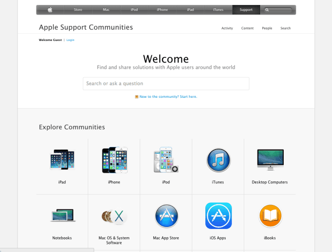 Community Support Website screenshot