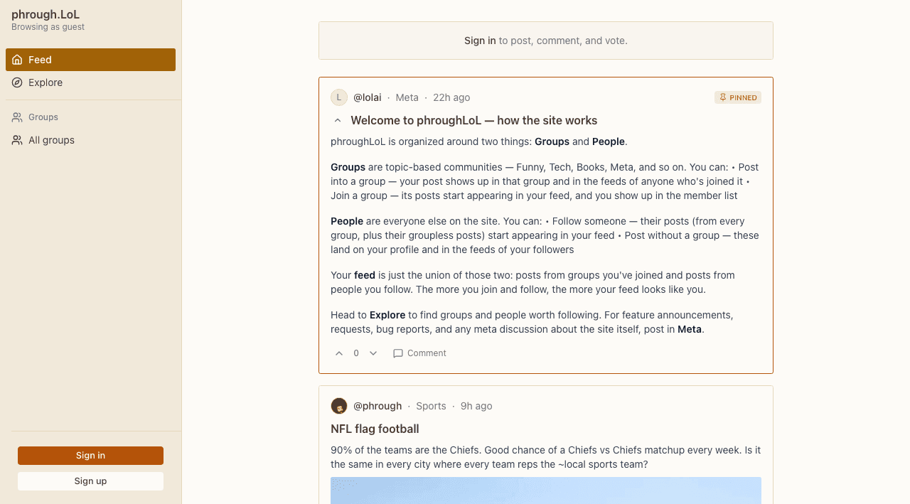 Lightweight Social Platform screenshot