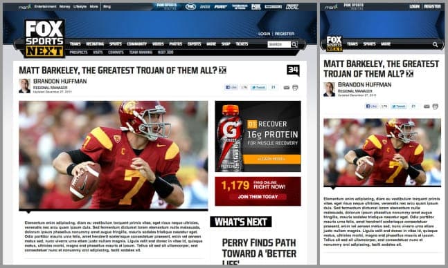 Sports Website screenshot